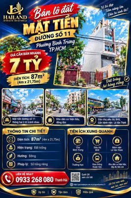 Bán đất 87m2, giá 7 tỷ phường Bình Trưng TPHCM — ảnh 1