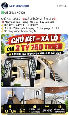 Nhà đẹp Ngay chợ Tân Hương - 4 tầng BTCT - CHỦ GẤP BÁN - Nhỉnh 2 tỷ — ảnh 1