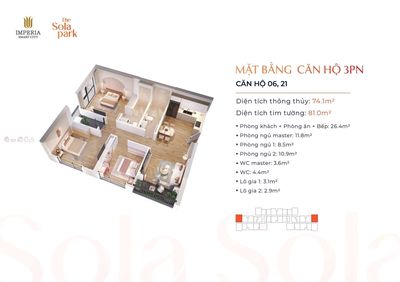 Bán căn hộ 3PN Sola Park, Vinhomes Smart City, 4.8 tỷ — ảnh 1
