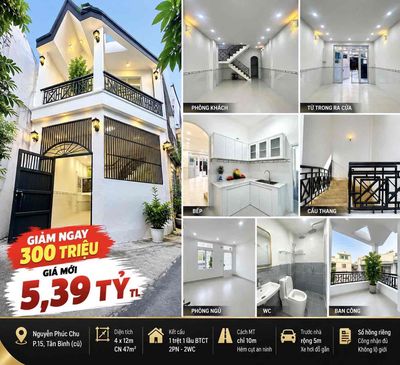 Giảm sốc 300 triệu – nhà đẹp 4x12 phường 15, tân bình – chỉ 5,39 tỷ — ảnh 1